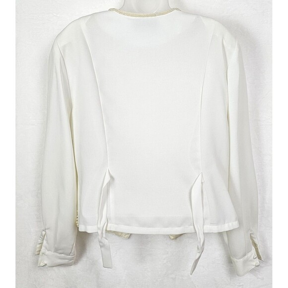 Vintage New York City Blouse Co. Women Ivory Pearl Embellished Blouse Size 14 - Picture 5 of 12